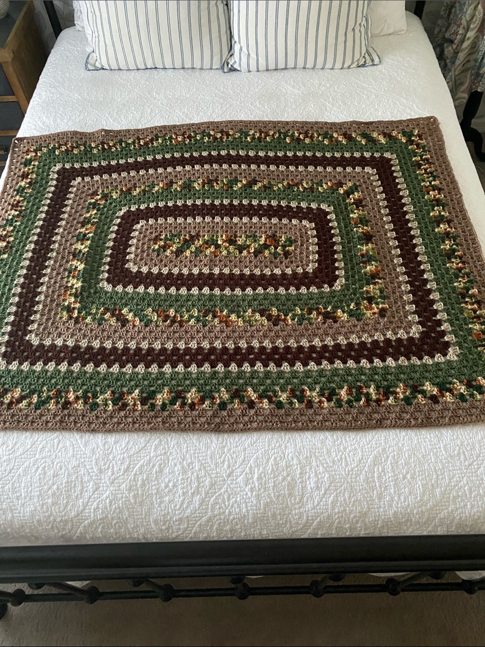 Handmade Crocheted Granny Square Rectangle Throw Afghan Lap Blanket